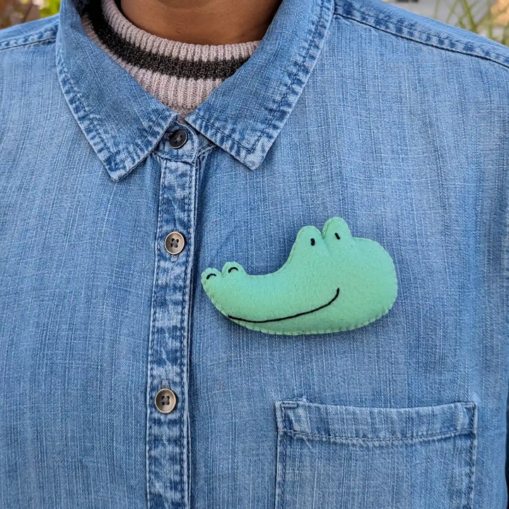 Handmade Rabbit, Hippopotamus, Crocodile & Giraffe Theme Felt Brooches | Set Of 4
