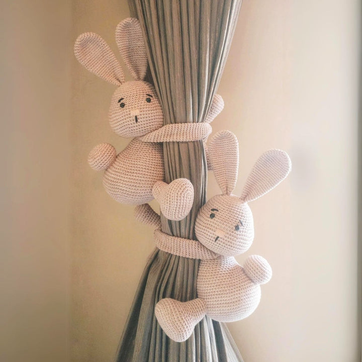 Handmade Crochet Bunny Curtain Tie for Newborns