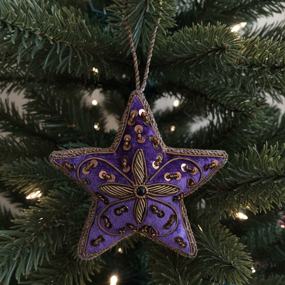 Purple Star Cotton Premium Zardozi Ornament