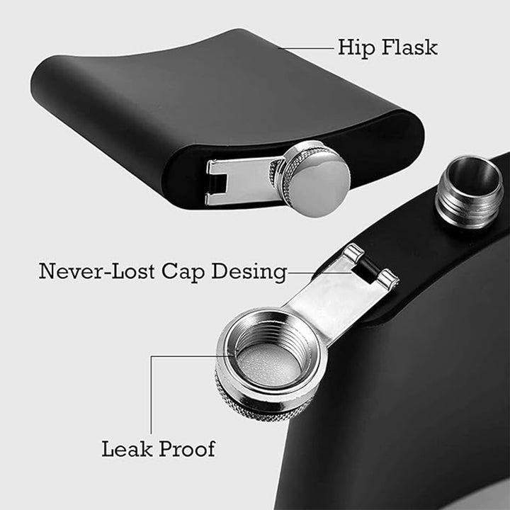 Personalized Engraved Black Stainless Steel Hip Flask | 250 ml