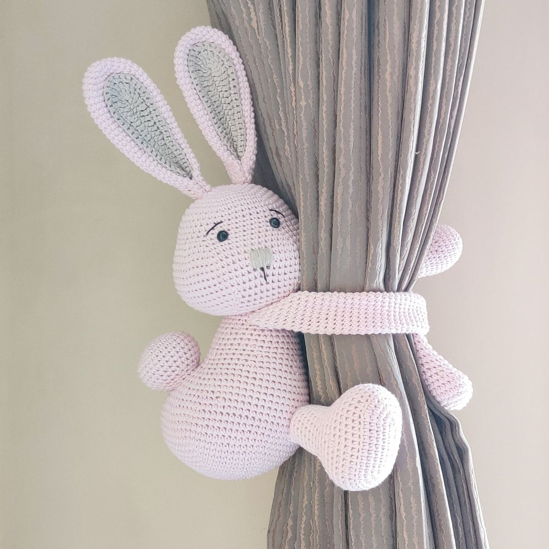 Handmade Crochet Bunny Curtain Tie for Newborns