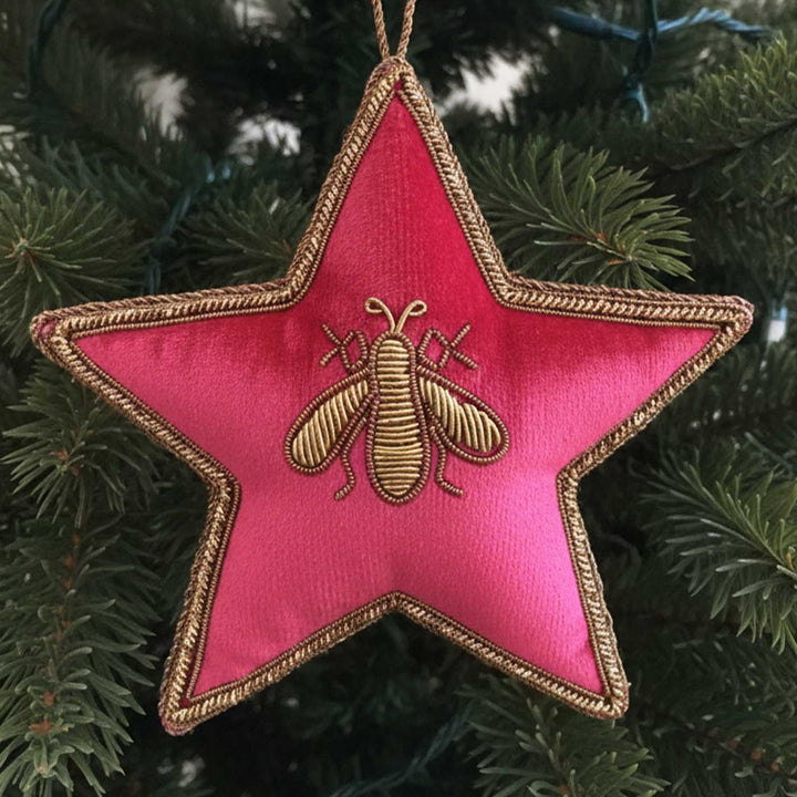 Red Bee Star Cotton Premium Zardozi Ornament