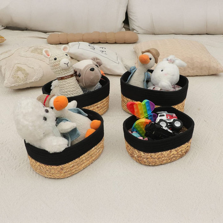 Handmade Coil Basketry Cotton Rope Storage Baskets | Set Of 4