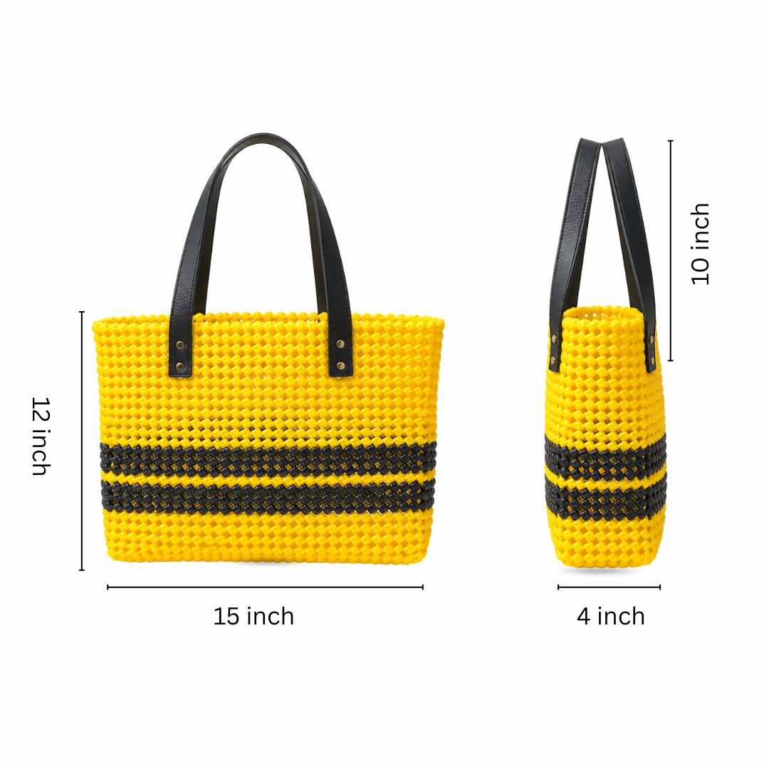 "Honey Bee" Boxy Handmade Wire Koodai Tote Bag With Bee Zardosi Charm