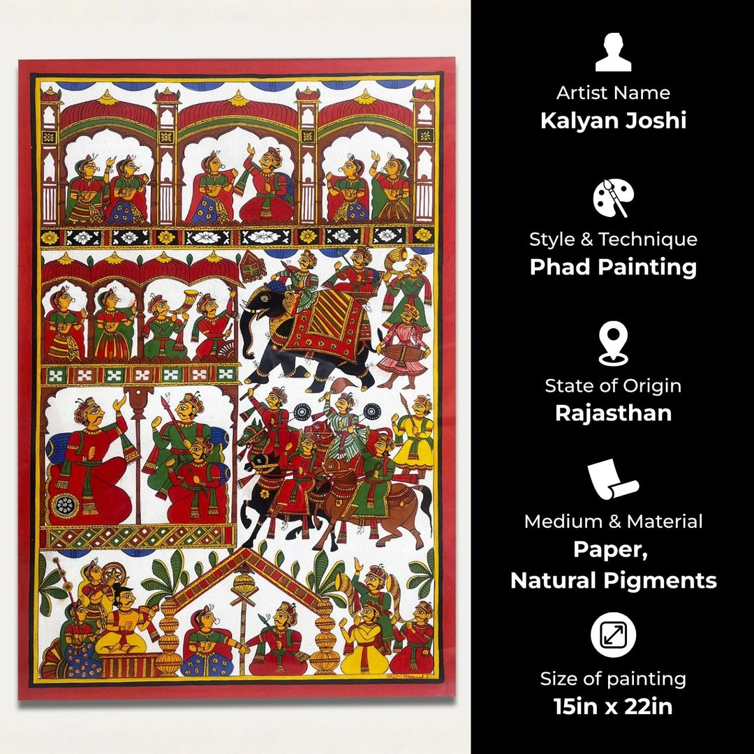22 X 15 Inch | Marrige of Pabuji Paper Phad Painting