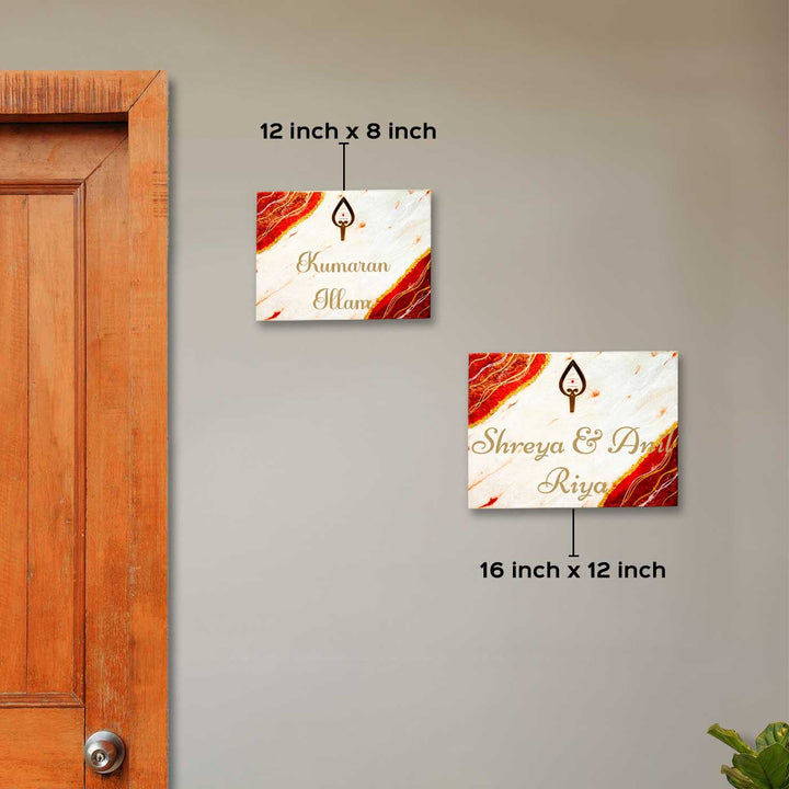 White & Red Vernacular Personalized Resin Nameplate | With 3D Acrylic Letters