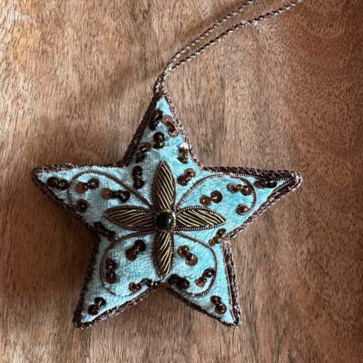 Sea Green Star Cotton Premium Zardozi Ornament