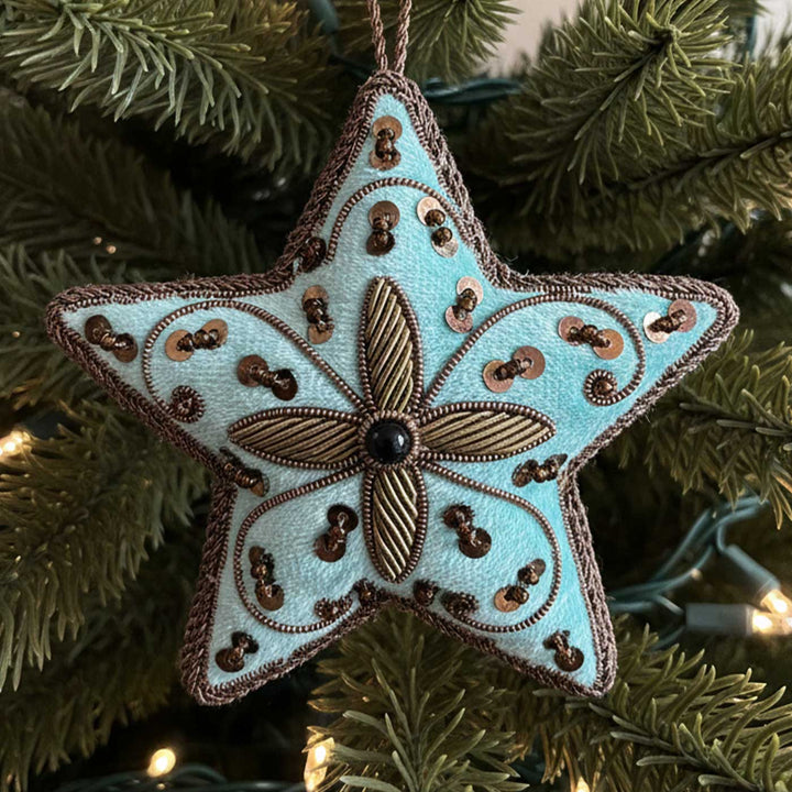 Sea Green Star Cotton Premium Zardozi Ornament