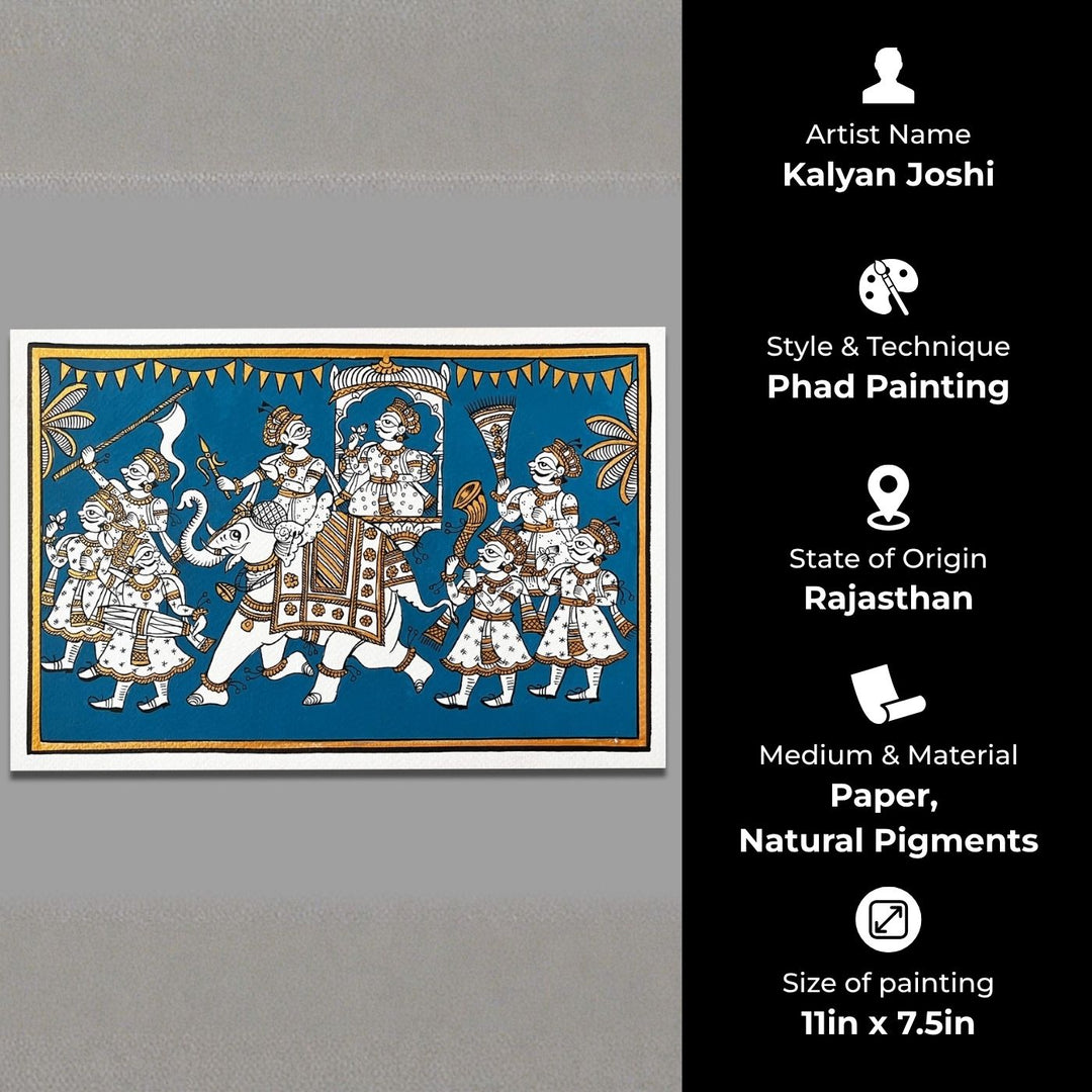 11 X 7.5 Inch | Royal Procession Paper Phad Painting