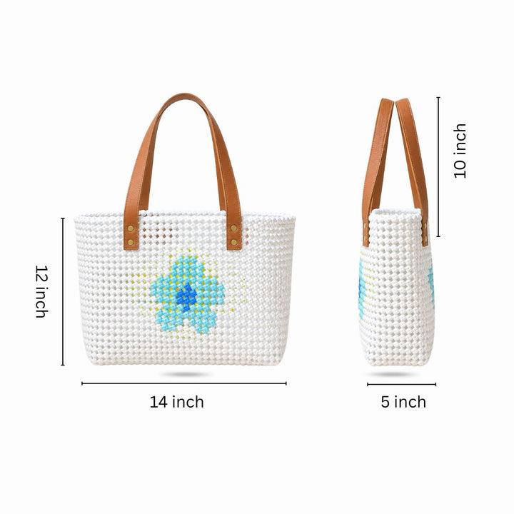 "Dual Colour Phool" Blue & Green Handmade Wire Koodai Tote Bag