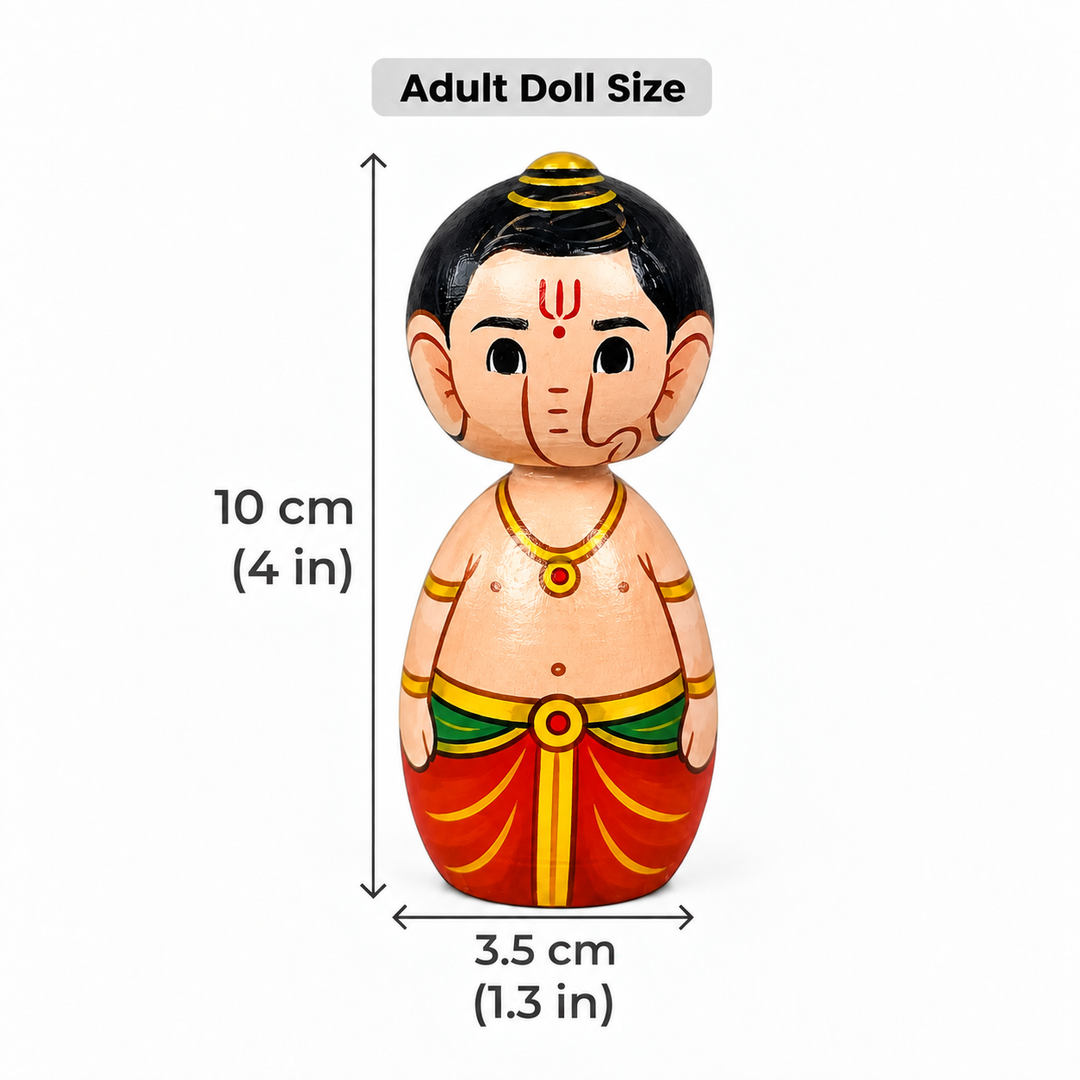 "Ganesh" Themed Wooden Doll For Golu/Festive Decor