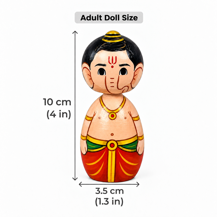 "Ganesh" Themed Wooden Doll For Golu/Festive Decor