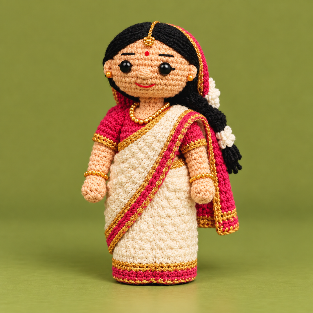 "Traditional Lady" Themed Crochet Doll For Golu/Festive Decor
