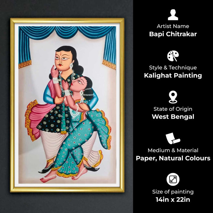 14 x 22 Inch | Sacred Milan | Original Hand Painted Kalighat Painting | Natural Colors On Paper