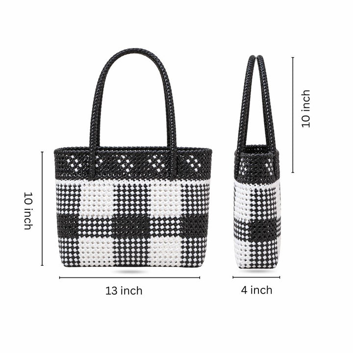 "The OG Checks" Black & White Handmade Wire Koodai Tote Bag