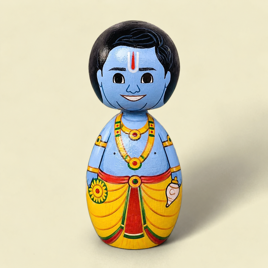 "Vishnu" Themed Wooden Doll For Golu/Festive Decor