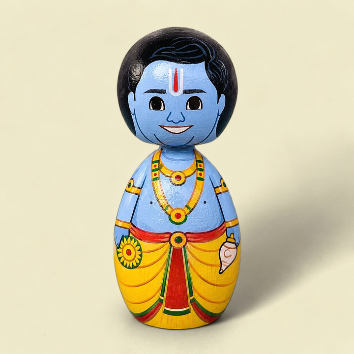 "Vishnu" Themed Wooden Doll For Golu/Festive Decor