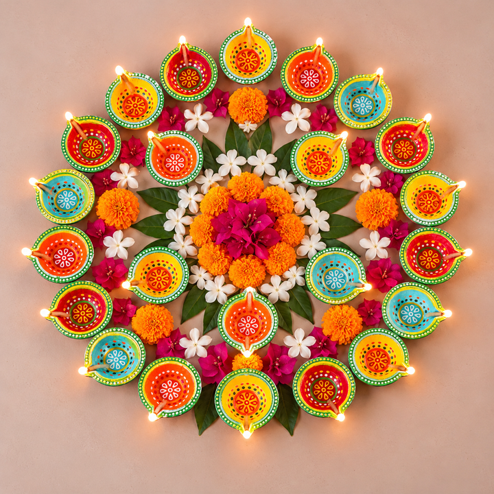 Set of 20 | Handmade Small Round Clay Oil Lamp / Diya