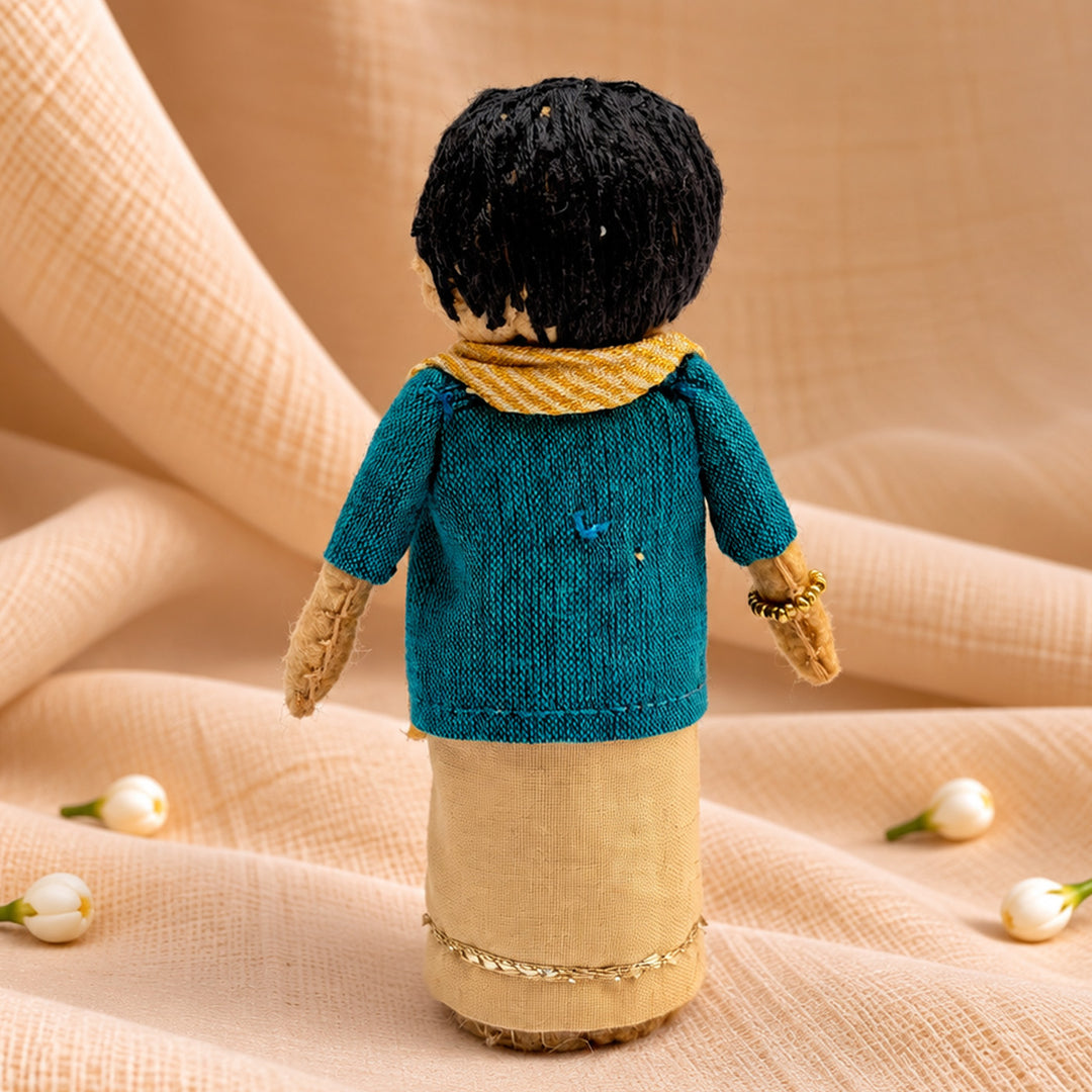 "Shankar" Handmade Felt & Fabric Golu Doll In Traditional Attire For Festive Decor