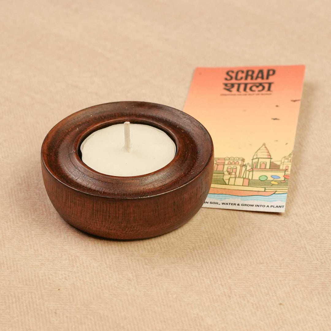 Handmade Panchdeep Wooden Hamper | Includes Candles, Seed Card And Outer Box
" | Set Of 5
