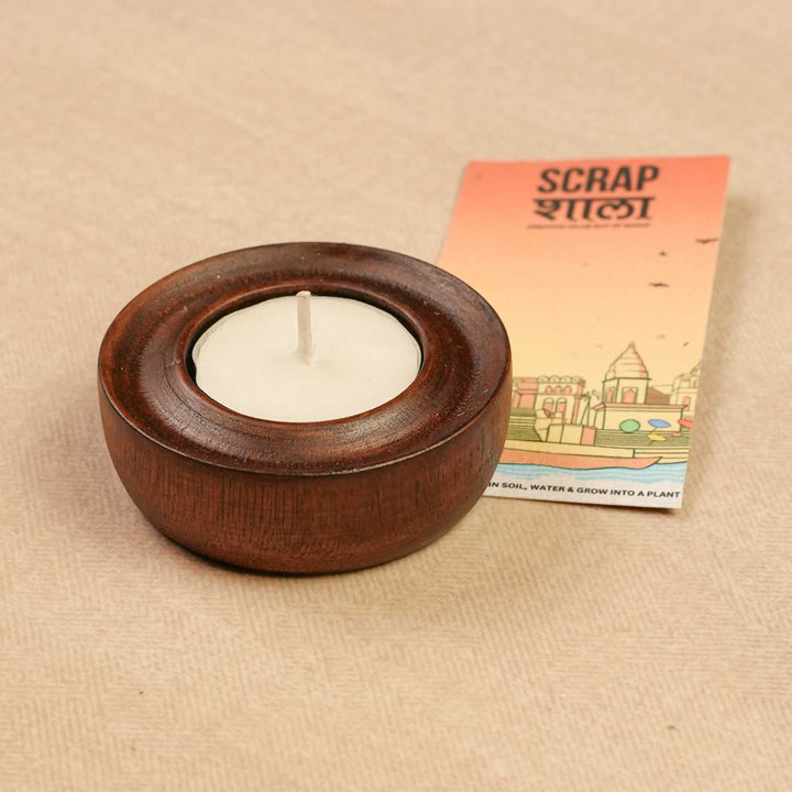 Handmade Panchdeep Wooden Hamper | Includes Candles, Seed Card And Outer Box
" | Set Of 5