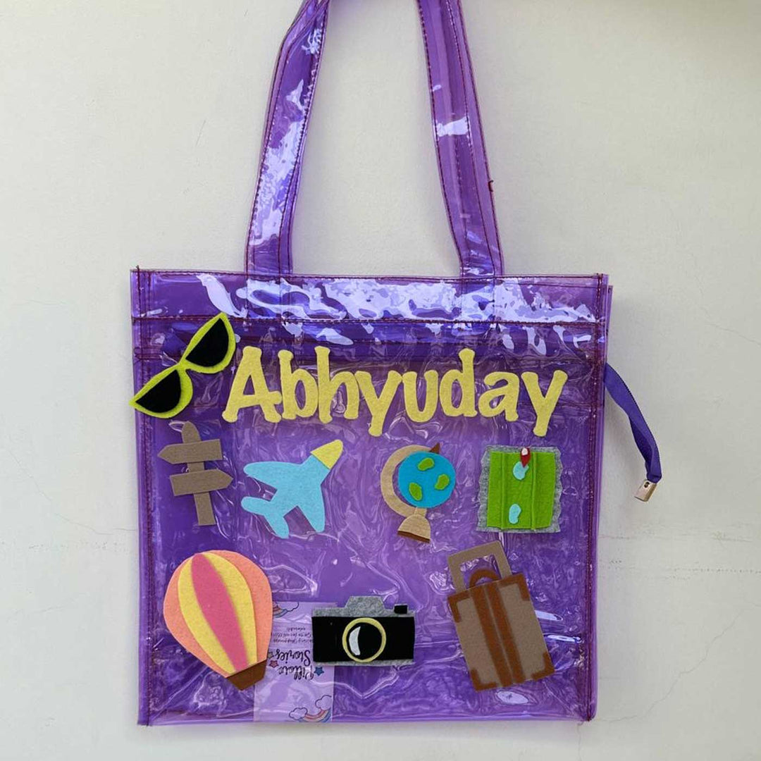 Personalized Handmade Travel Theme Kids Tote Bag