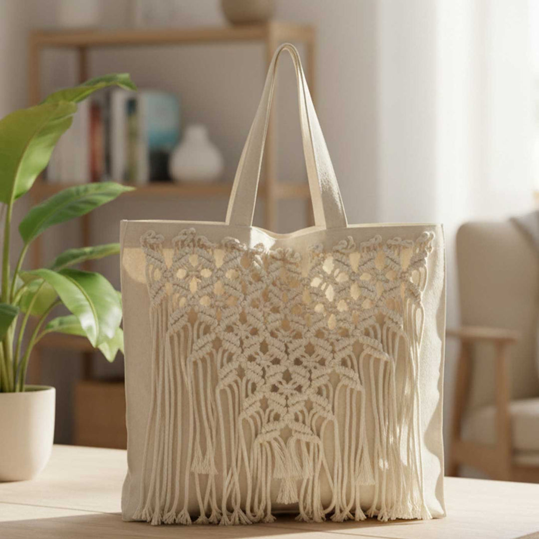 Handmade Macrame Grocery Tote Bag