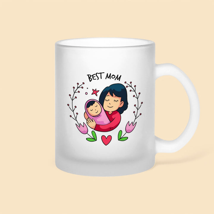 Printed Mom And Child Theme Glass Mug