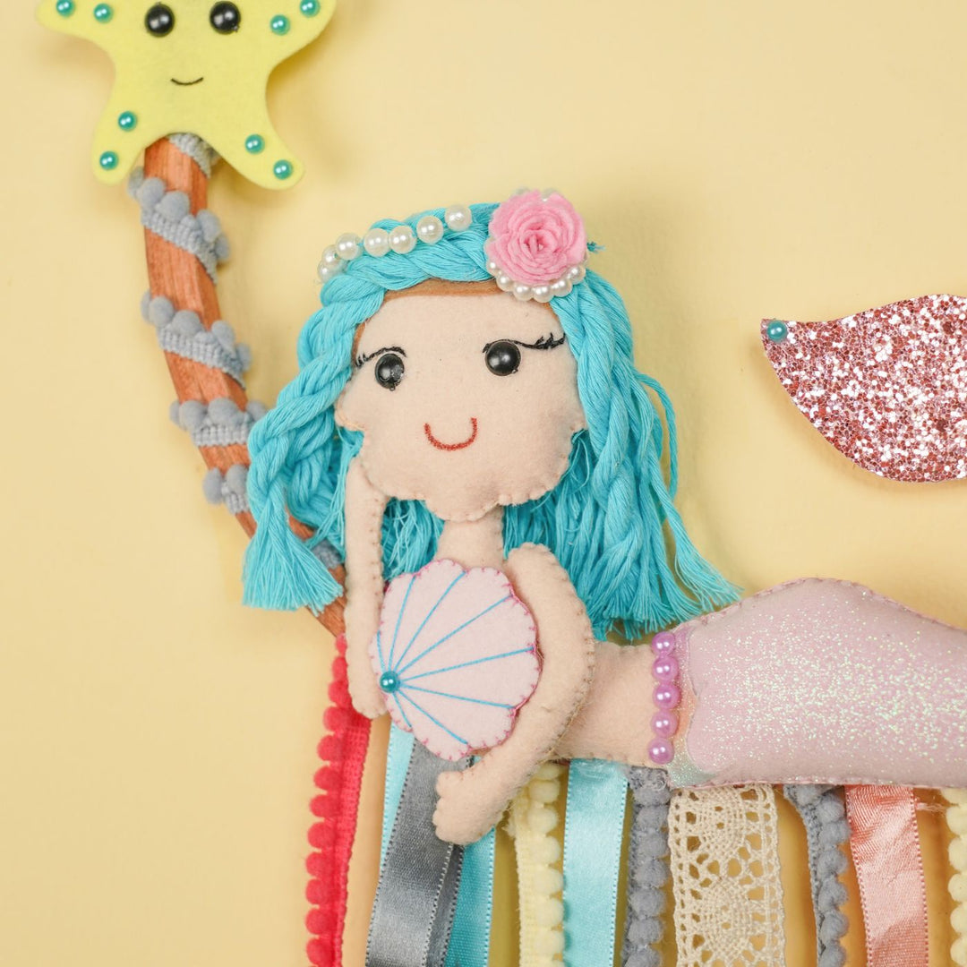 Handcrafted Personalized Mermaid Themed Hair Clip Organizer for Kids