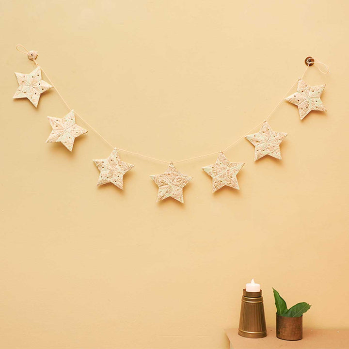 Handmade Paper Anokhi Sea Foam Star Bunting