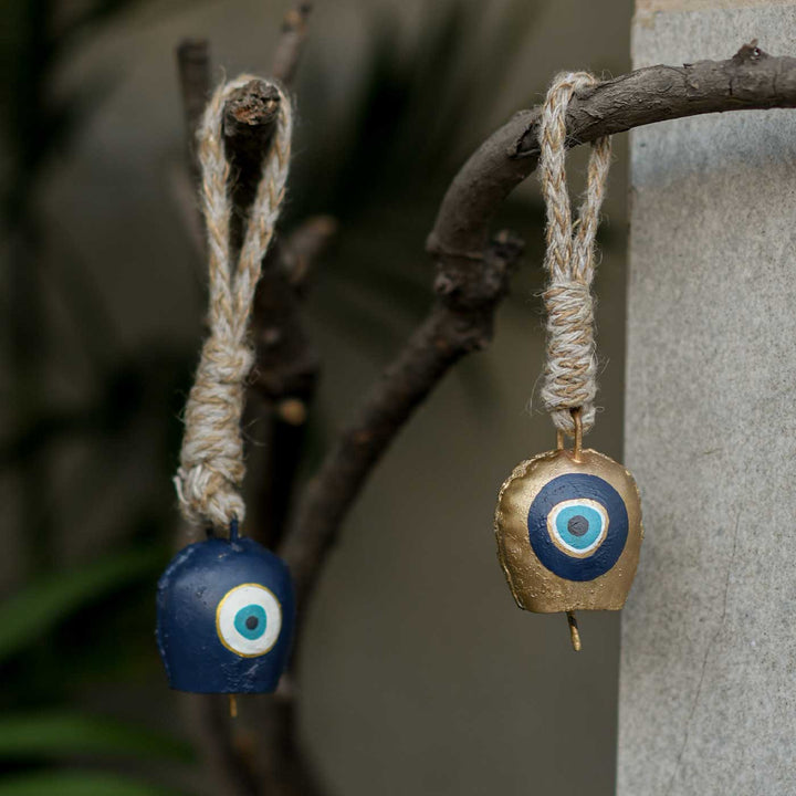 Handmade Samriddhi Gift Hamper | Includes Evil Eye Door Hanging, Evil Eye Bell Hanging, Wooden Planter, Cocopeat, Seed Crackers, Cracker Instruction Card, Seed Card And Outer Box