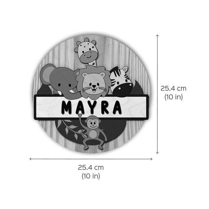 Kids Circular 3D Animals Themed Nameplate with Lights