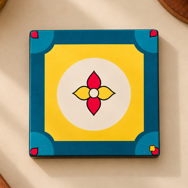 Set Of 6 | Hand-Painted Aathangudi Tiles Square Coaster Set For Festive Gifting