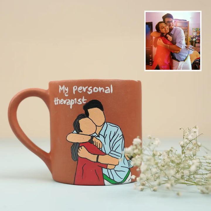 Photo Personalized Hand-Painted Brother & Sister Terracotta Mug
