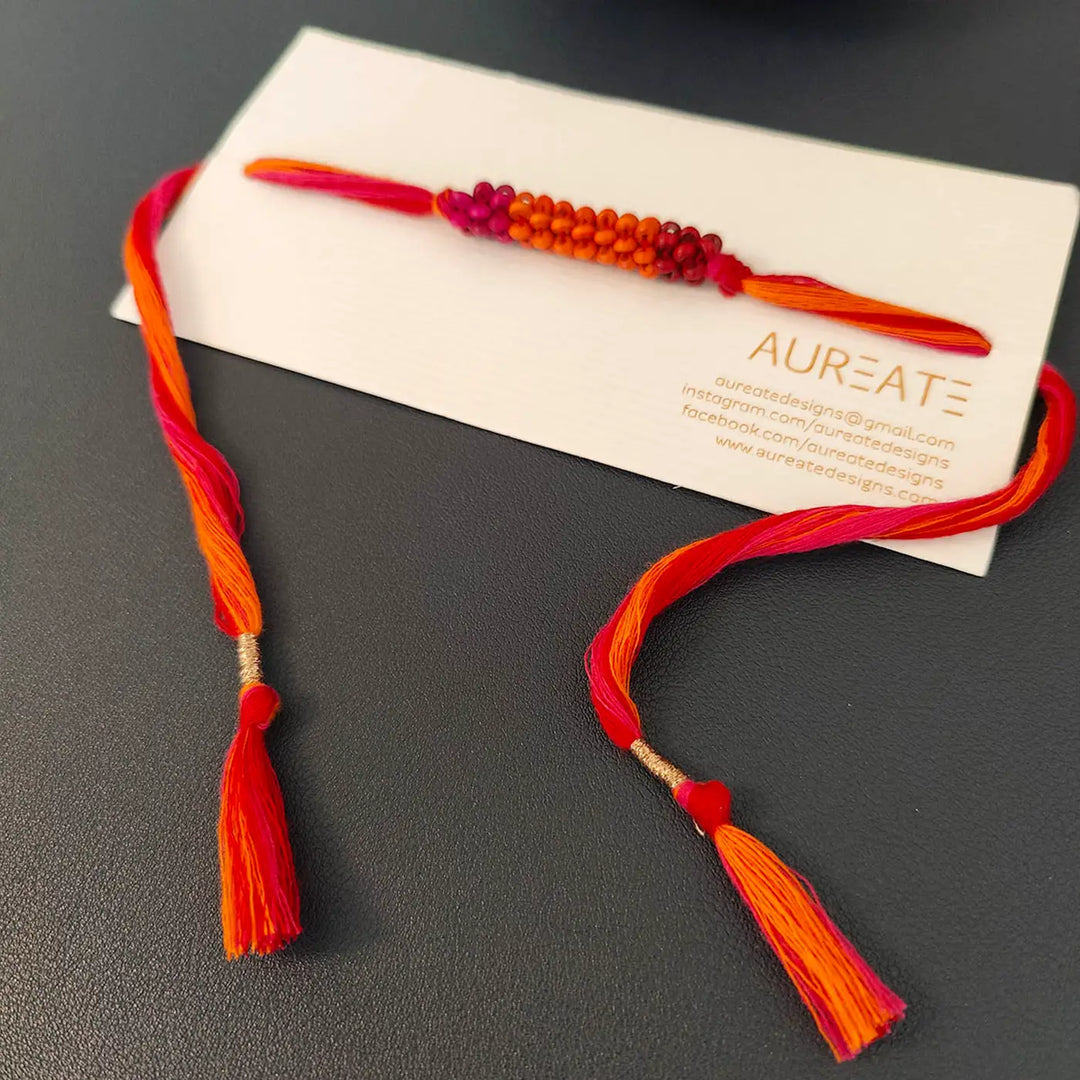 Handmade Beaded Multicolour Bird Bhaiya Bhabhi Rakhi With Roli Chawal | Set Of 2