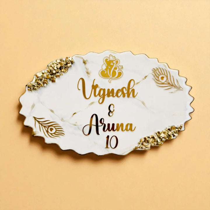 Personalized White Oval Resin Name Plate