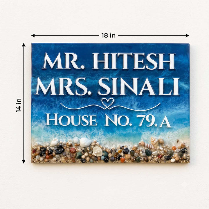 Personalized Handcrafted Ocean Theme Resin MDF Name Plate For Home