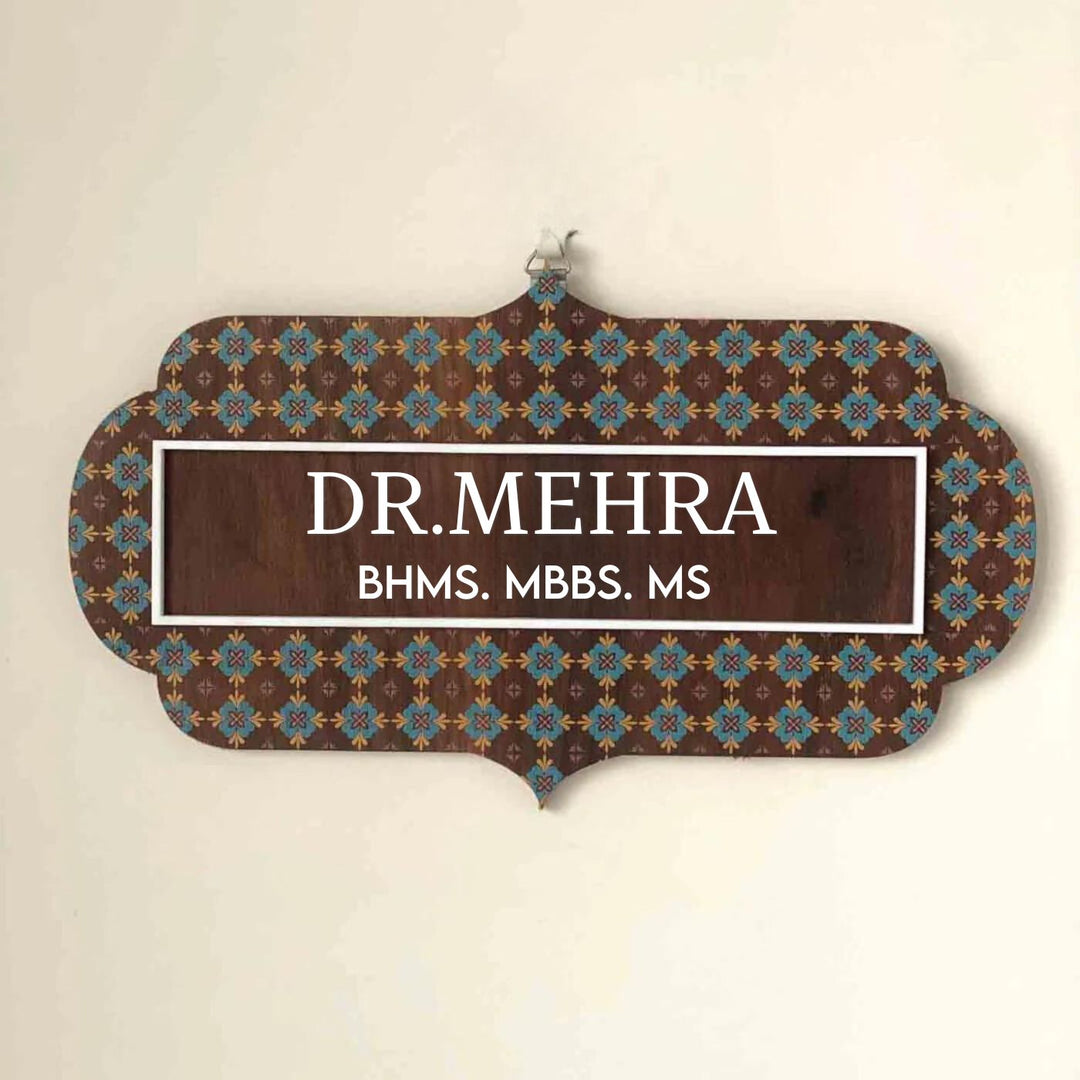Vintage Wooden Name Plate with 3D Acrylic Letters For Doctor