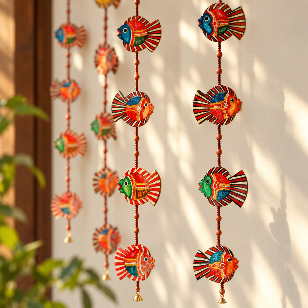 Colourful Stringed Parchment Leather Tholu Bommalata Fishes - Pack of 2