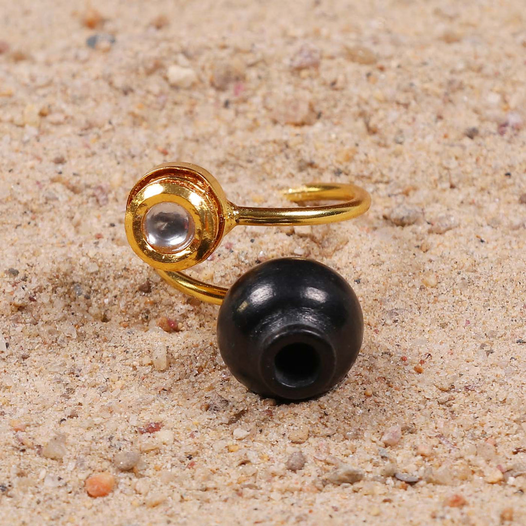 Contemporary Handmade Traditional Kundan Design Brass Ring | 22K Gold Plated