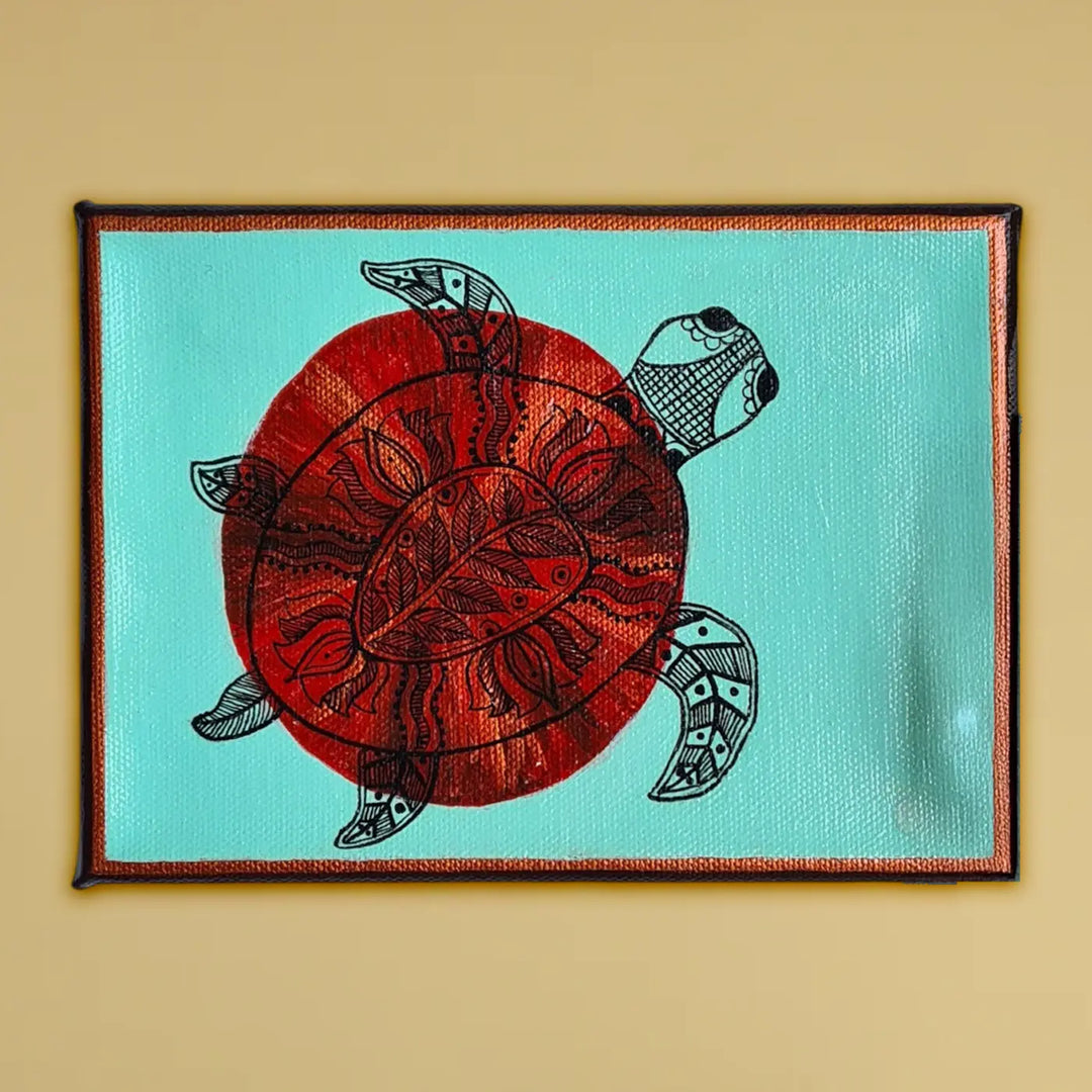 7 x 5 Inch | Rythms of Nature | Original Hand Painted Madhubani Painting On Canvas