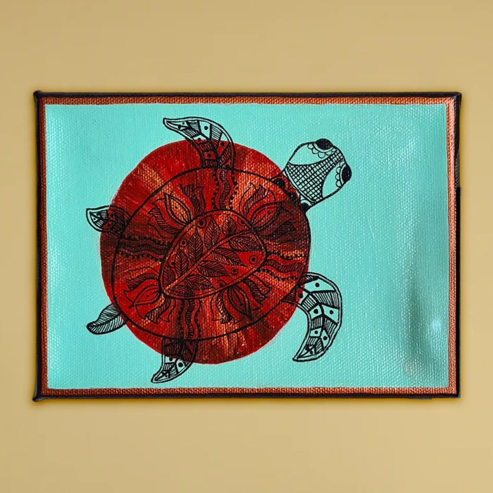 7 x 5 Inch | Rythms of Nature | Original Hand Painted Madhubani Painting On Canvas