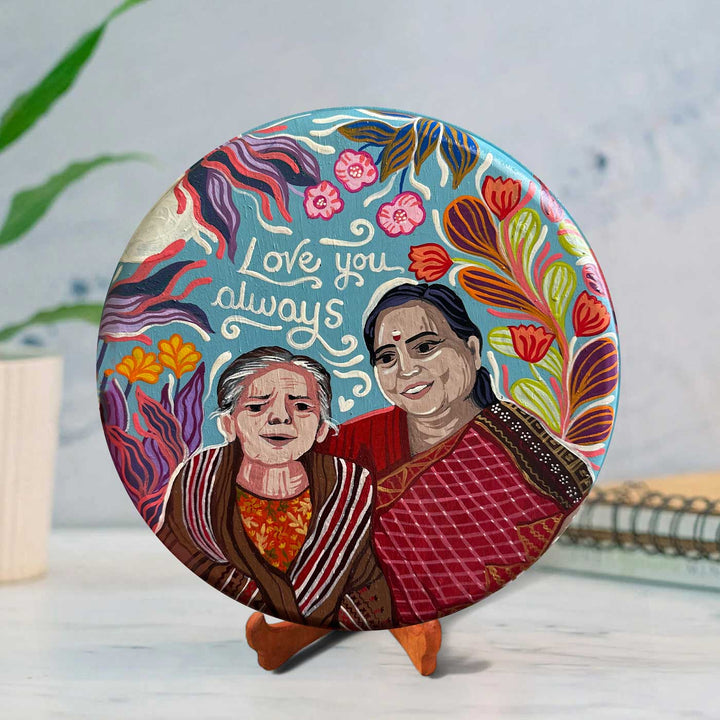 10 Inch | Photo Personalized Hand Painted Pop Art Illustrated Caricature Wall Plate With Stand
