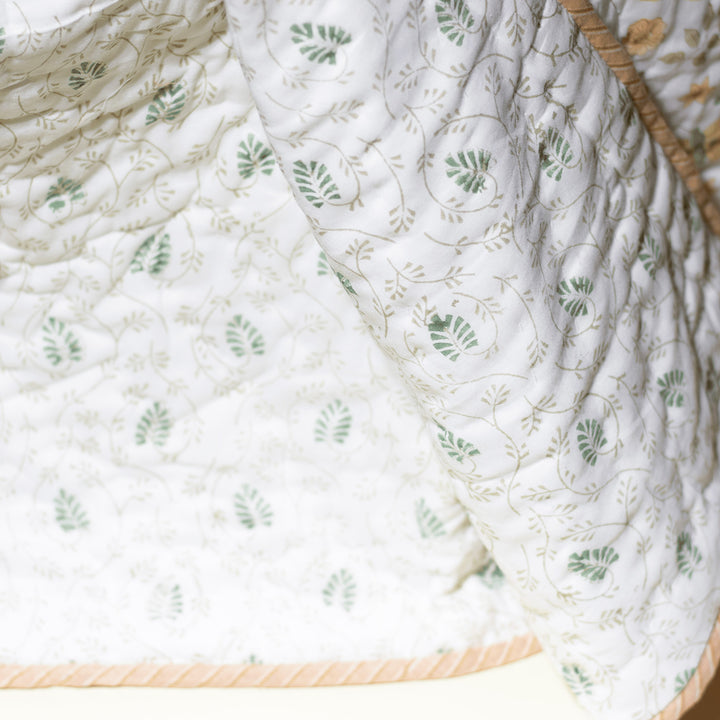 Hand Block Printed Bumble Fly Quilt/Comforter
