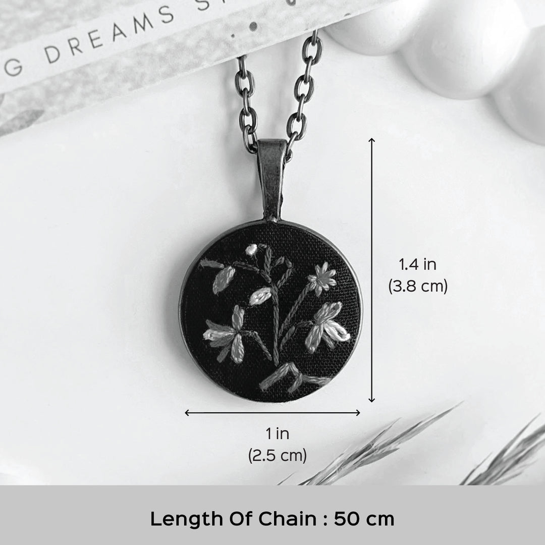 Hand Embroidered Painterly Petals Antique Finish Necklace