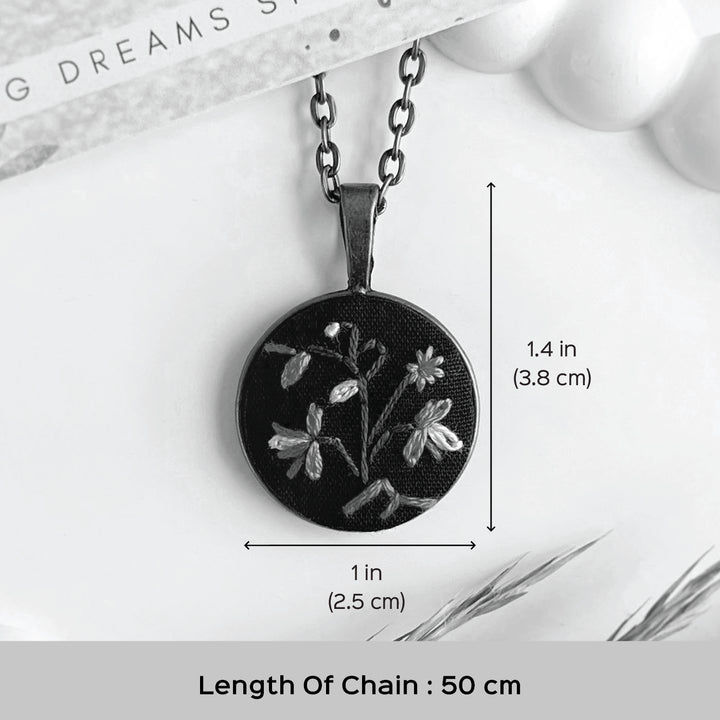 Hand Embroidered Painterly Petals Antique Finish Necklace