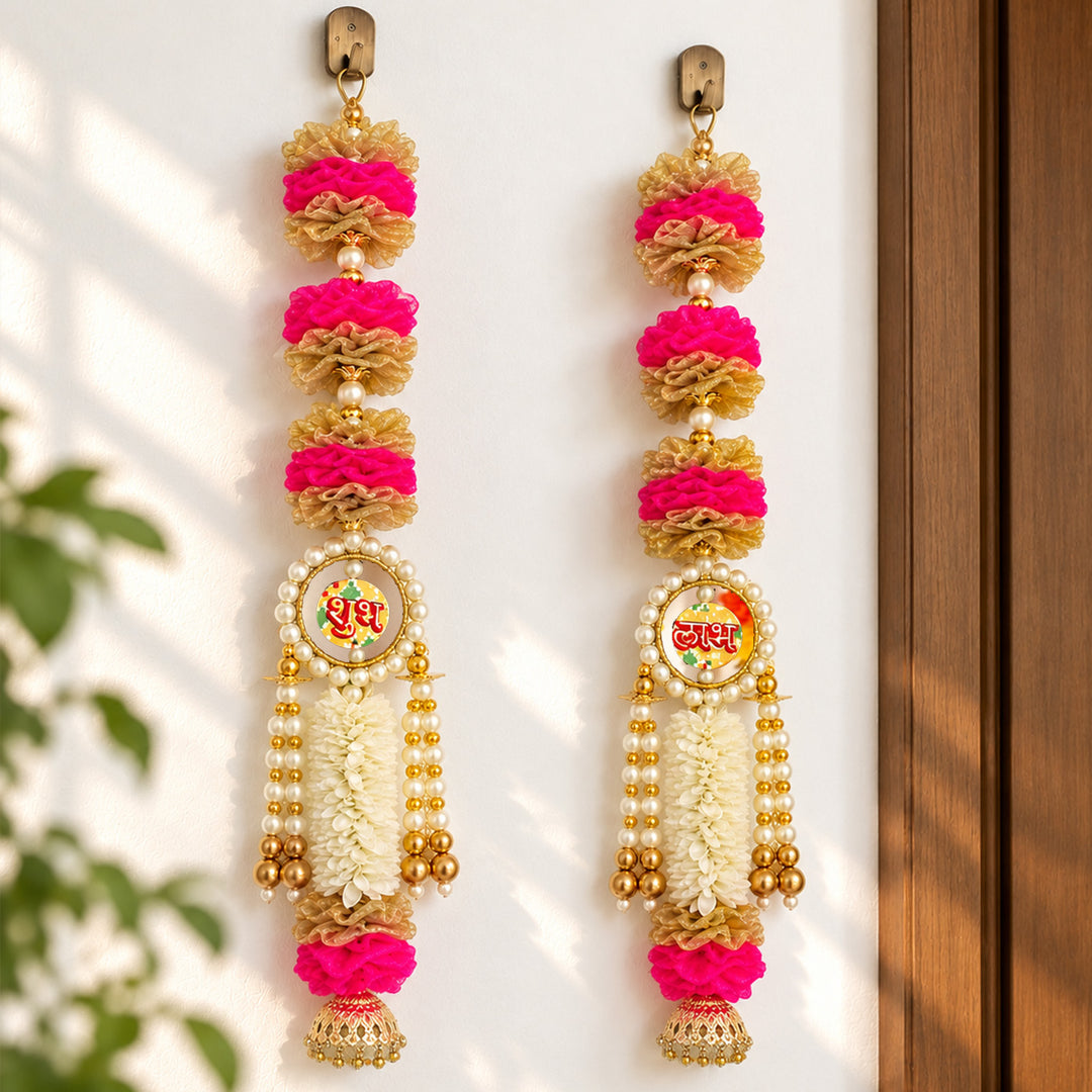 Handmade Decorative Tissue Flower Shubh Labh Hanging
