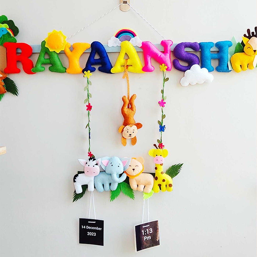 Personalized Jungle Theme Felt Kids Name Plate