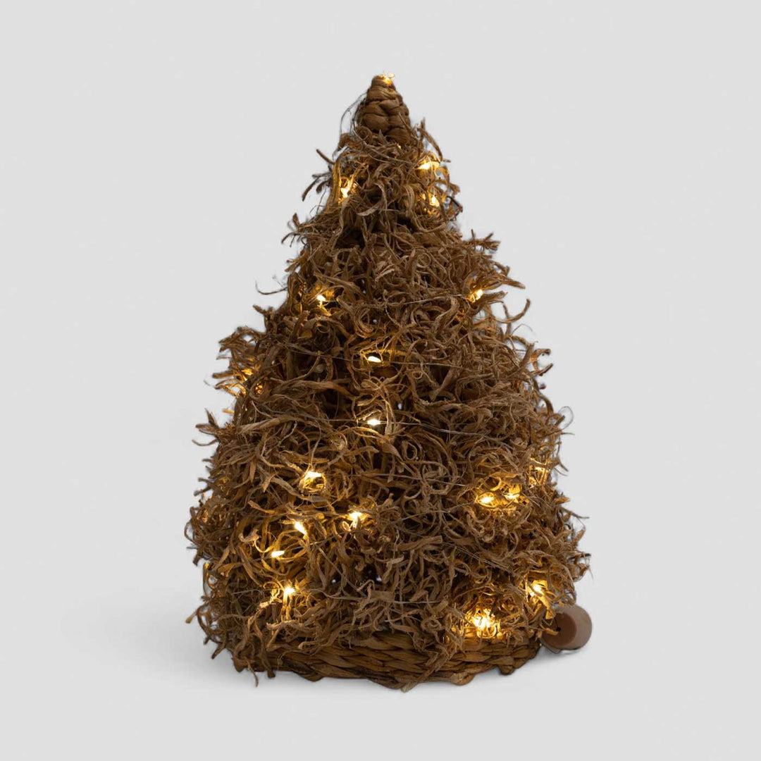 Handmade Banana Rope Pine Frill Tree Christmas Ornaments With Lights