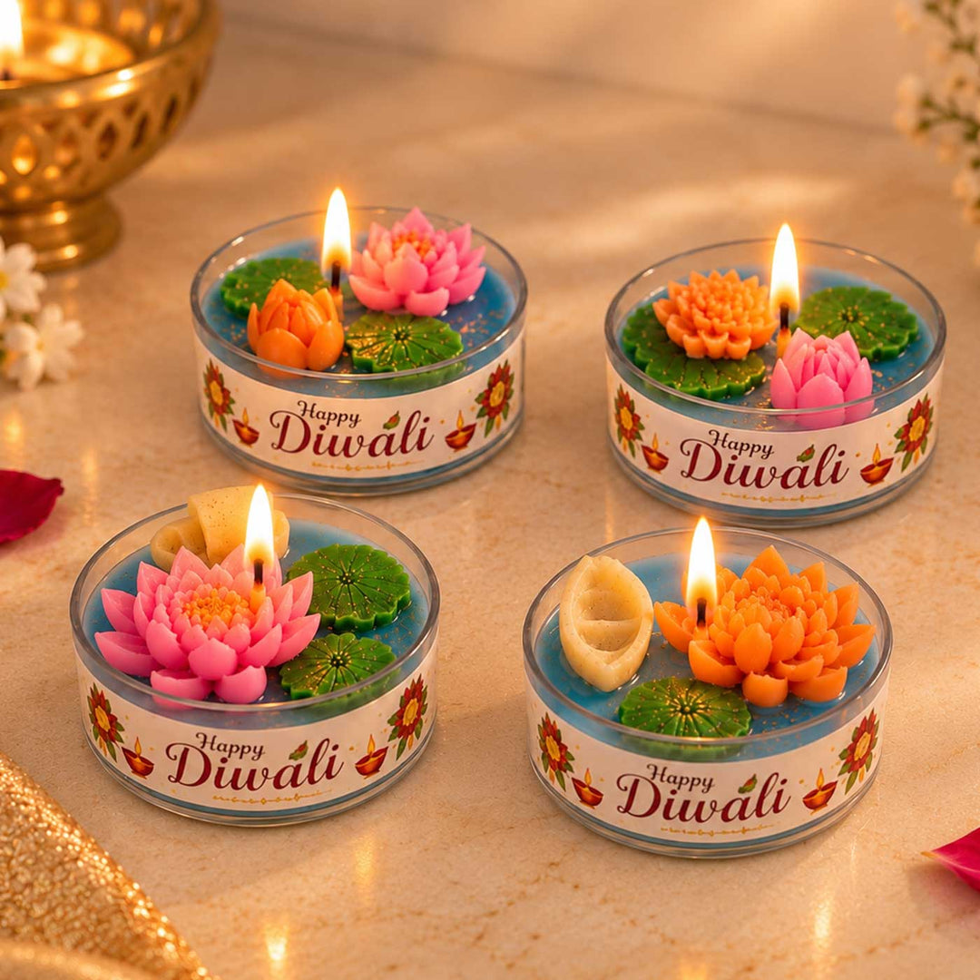 4 pc | Handmade Lotus Pond Lavender Scented Soy Wax Jumbo Tealight Candle